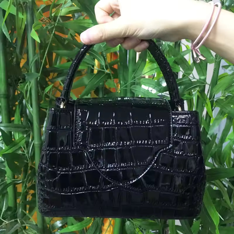 Elegant Hasp Open Pocket PU Leather Tote Party Handbag Mssza