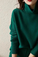 Elegant High Neck Knit Sets Loose Sweater Skirt Sets Dress Mssza
