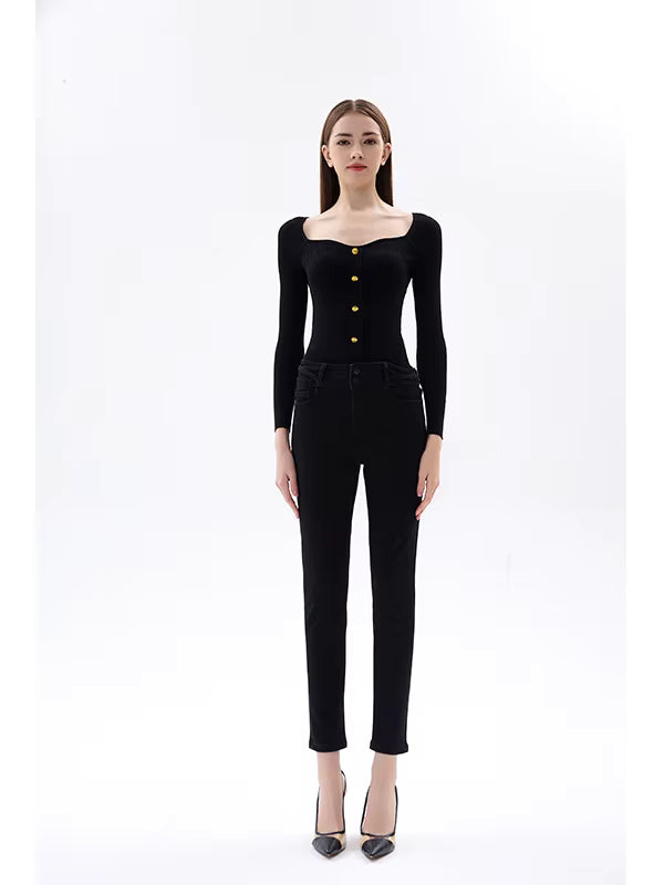 Elegant High Waist Hip Lifting Small Stretch Nine Point Tight Look jeans Mssza
