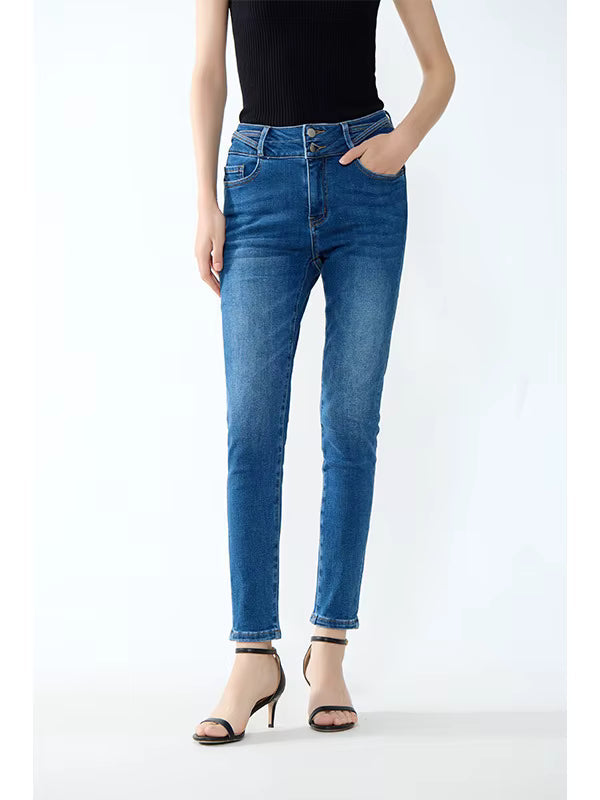 Elegant High Waist Hip Lifting Small Stretch Nine Point Tight Look jeans Mssza
