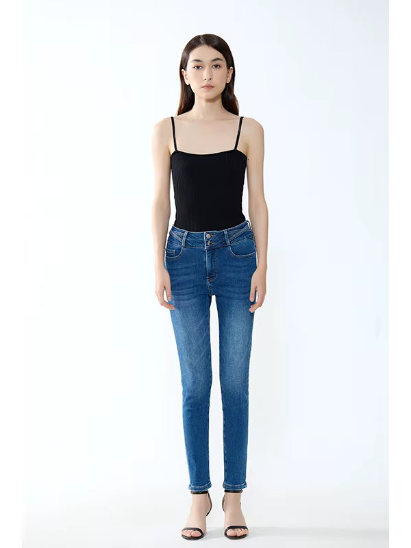 Elegant High Waist Hip Lifting Small Stretch Nine Point Tight Look jeans Mssza