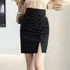 Elegant High Waist Office Pencil Folds Slim Bodycon  Mini Skirt Mssza