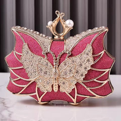 Elegant Hollow Butterfly Party Bridal Wedding Diamond Clutch Banquet Dinner Purse Mssza