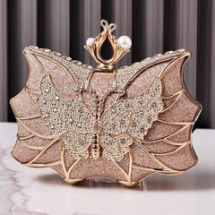 Elegant Hollow Butterfly Party Bridal Wedding Diamond Clutch Banquet Dinner Purse Mssza