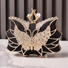 Elegant Hollow Butterfly Party Bridal Wedding Diamond Clutch Banquet Dinner Purse Mssza
