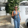 Elegant Hollow Out Halter Cowboy Robe Sleeveless Denim Top Mssza