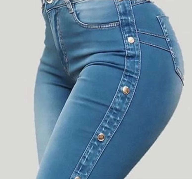 Elegant Hollow Out High Waist Flare Wide Leg Streetwear Denim Trousers Mssza