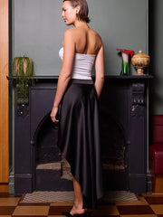 Elegant Irregular Satin High Waist Belt Loops Skirt And Top Mssza