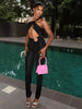 Elegant Irregular Single Shoulder Strap Sleeveless Skinny Hollow Jumpsuits Mssza