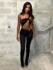 Elegant Irregular Single Shoulder Strap Sleeveless Skinny Hollow Jumpsuits Mssza
