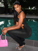 Elegant Irregular Single Shoulder Strap Sleeveless Skinny Hollow Jumpsuits Mssza