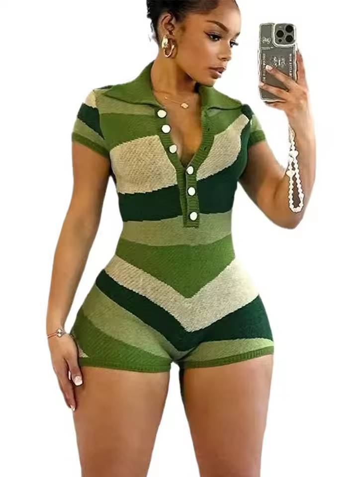 Elegant Knitted Patchwork Bodycon One Piece Rompers Mssza