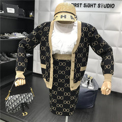 Elegant Knitting V-neck Jacket And Skirt Suits Mssza