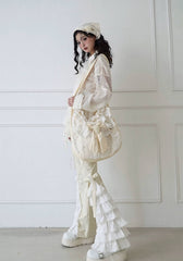 Elegant Lace Bandage Stitching High Waist Gothic Pants Mssza
