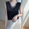 Elegant Lace Daily Wear Loose Satin Sleeveless Tank Tops Mssza