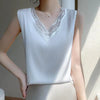 Elegant Lace Daily Wear Loose Satin Sleeveless Tank Tops Mssza
