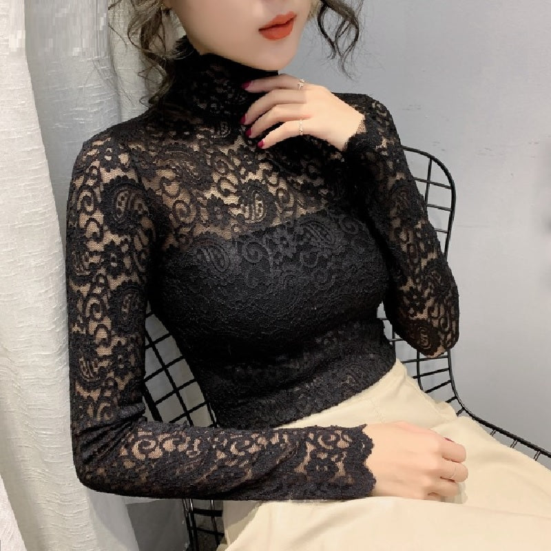 Elegant Lace Long Sleeve Streetwear Blouse Mssza