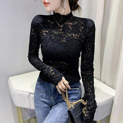 Elegant Lace Stylish Long Sleeve Stand Collar Blouse Mssza