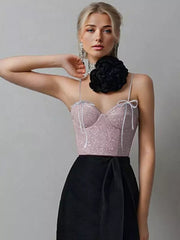 Elegant Lace-up Sleeveless Straps Shining Gorgeous Crop Top Mssza