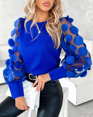 Elegant Lantern Sleeve Button Splicing Non Stretch Shirt Mssza