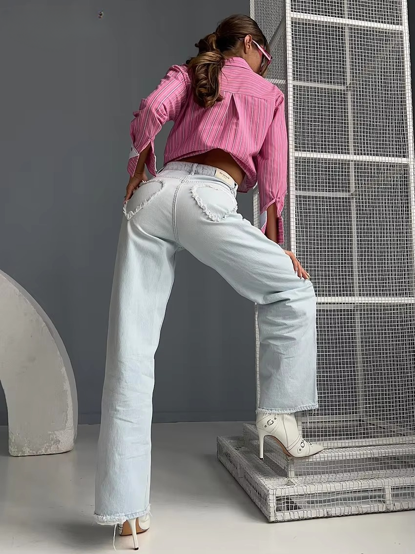 Casual Patchwork Lapel Long Sleeve Loose Stripe Shirt Mssza