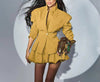 Elegant Lapel Long Sleeves Tunic Blazer With High Waist Patchwork Folds Skirts 2 Piece Set Mssza
