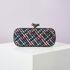 Elegant Leather Bright Line Woven Metal Knot Party Clutch Bag Mssza