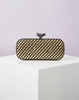 Elegant Leather Bright Line Woven Metal Knot Party Clutch Bag Mssza