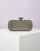 Elegant Leather Bright Line Woven Metal Knot Party Clutch Bag Mssza