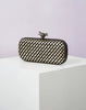 Elegant Leather Bright Line Woven Metal Knot Party Clutch Bag Mssza