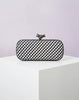 Elegant Leather Bright Line Woven Metal Knot Party Clutch Bag Mssza