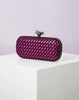 Elegant Leather Bright Line Woven Metal Knot Party Clutch Bag Mssza