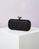 Elegant Leather Bright Line Woven Metal Knot Party Clutch Bag Mssza