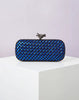 Elegant Leather Bright Line Woven Metal Knot Party Clutch Bag Mssza