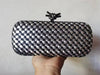 Elegant Leather Bright Line Woven Metal Knot Party Clutch Bag Mssza