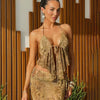 Elegant Floral Pattern One Shoulder Ruffles Jumpsuit Mssza