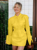 Elegant Long Sleeve Cotton Shirt With High Waist Mini Skirt 2 Piece Outfit Mssza