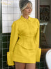 Elegant Long Sleeve Cotton Shirt With High Waist Mini Skirt 2 Piece Outfit Mssza