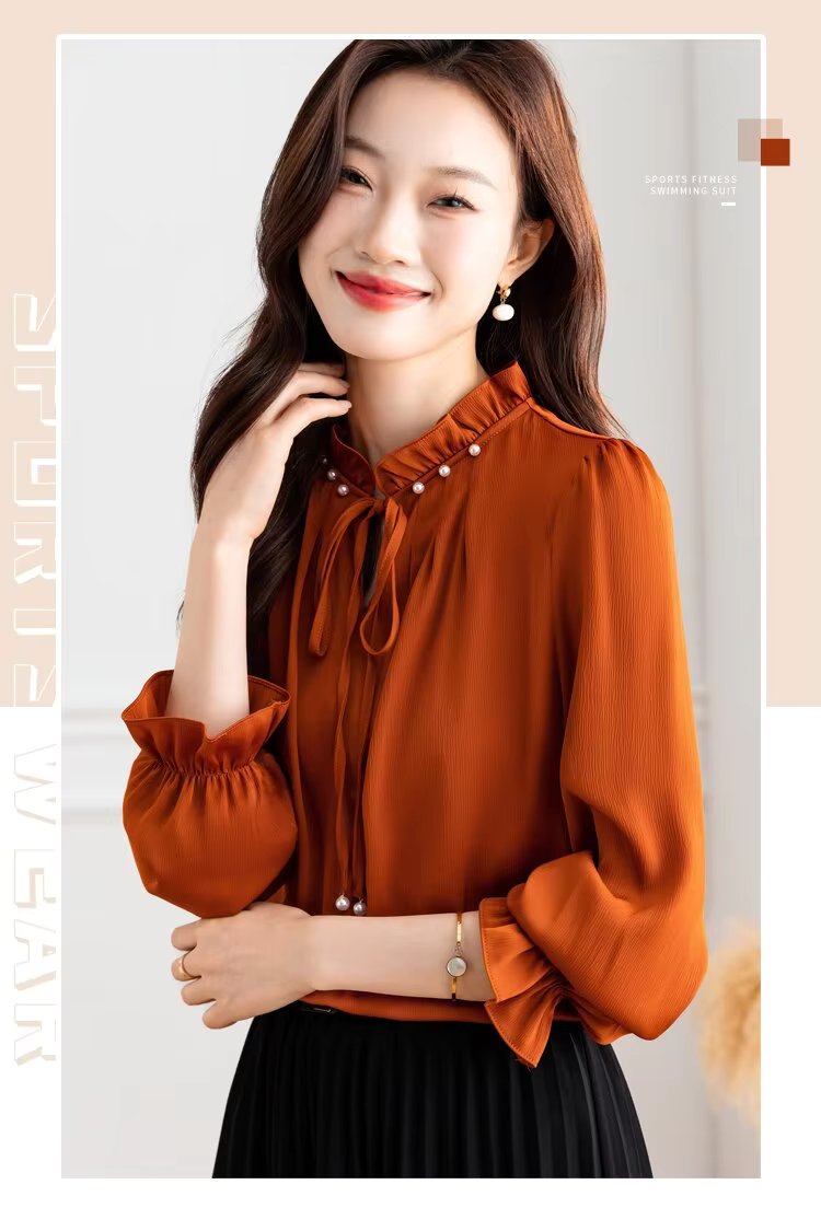 Elegant Long Sleeve Lace up Wooden Ear Collar Beaded Satin Mssza