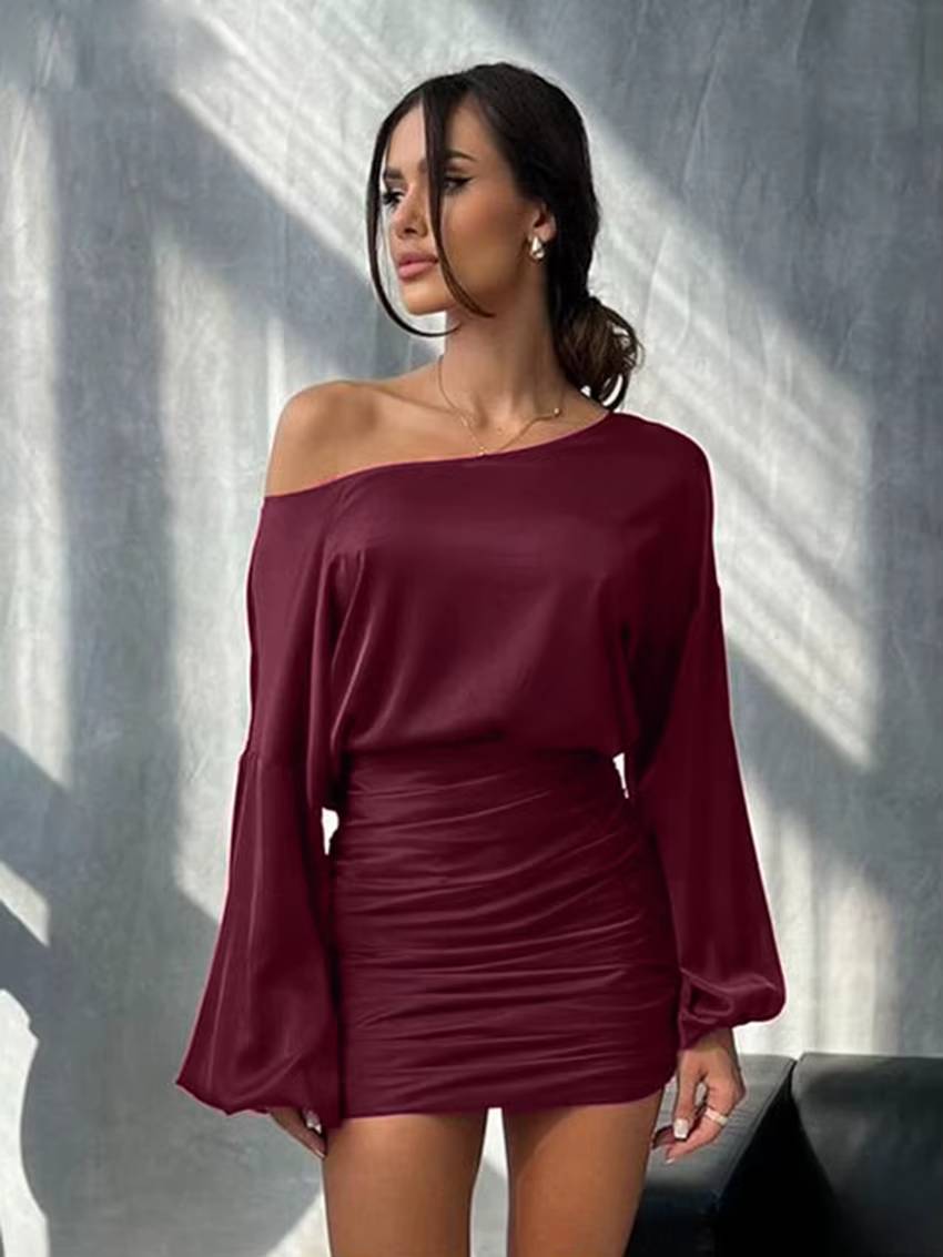 Elegant Long Sleeve Shirt With High Waist Bodycon Mini Skirt Two Pieces Set Mssza