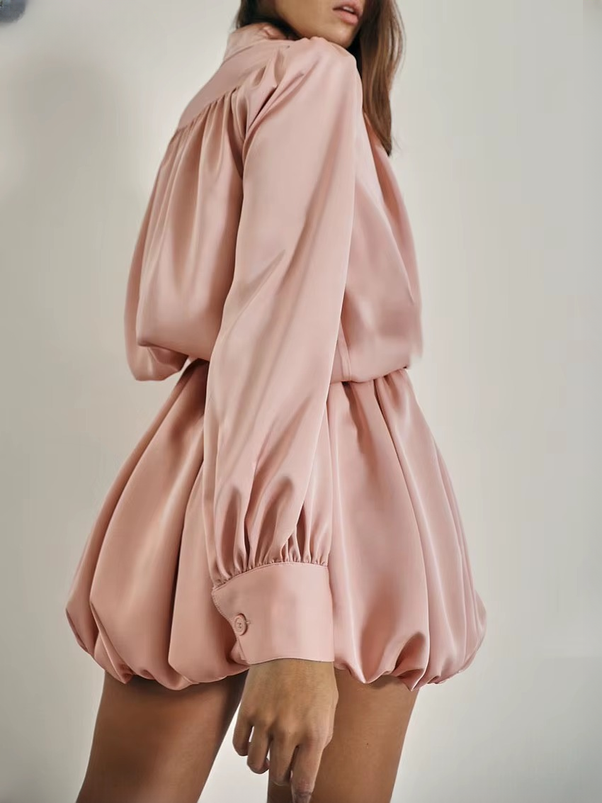 Elegant Long Sleeve Shirt With High Waist Pleated Mini Skirt Two Pieces Set Mssza