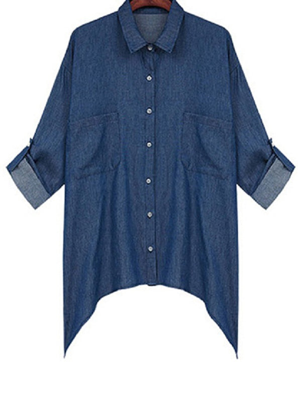 Elegant Look Behind You Denim Shirt Mssza