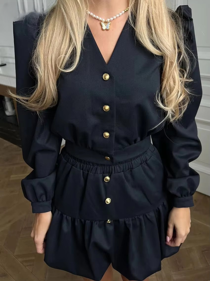 Elegant Crop Top With High Waist Mini Skirt Loose Cotton 2 Piece Set Mssza