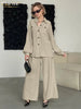 Elegant Loose Long Sleeve Blouse With High Waist Wide Pants 2 Piece Sets Mssza