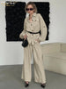 Elegant Loose Long Sleeve Blouse With High Waist Wide Pants 2 Piece Sets Mssza