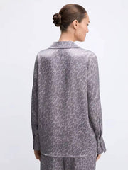 Casual Loose Long Sleeve Shirt With High Waist Wide Pants 2 Pieces Set Mssza