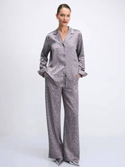 Casual Loose Long Sleeve Shirt With High Waist Wide Pants 2 Pieces Set Mssza