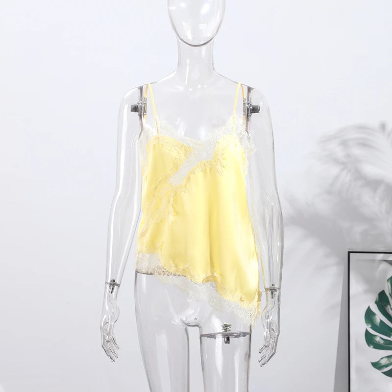 Elegant Loose V Neck Sleeveless Backless See Chic Solid  Through Top Mssza