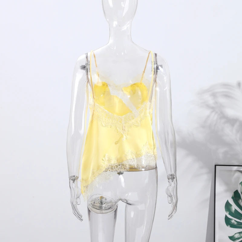 Elegant Loose V Neck Sleeveless Backless See Chic Solid  Through Top Mssza