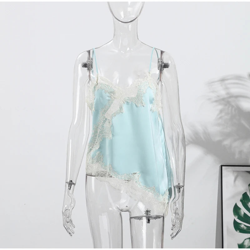 Elegant Loose V Neck Sleeveless Backless See Chic Solid  Through Top Mssza